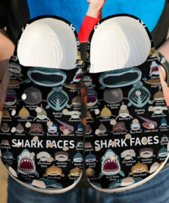 Shark Faces Icon Ocean Gift For Lover Rubber Crocss Clog Shoes Comfy Footwear - livanniespoon Store