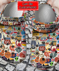 World Travel Crocss Personalized World Travel Maps Airplane Air And Famous Buildings Signs Stickers Clog Shoes For Men And Women - livanniespoon Store