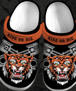 Ride Or Die Biker Tiger Gift For Lover Rubber Crocss Clog Shoes Comfy Footwear - livanniespoon Store