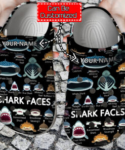 Shark Faces Pattern Custom Crocss Clog Shoes Shark Crocss - livanniespoon Store