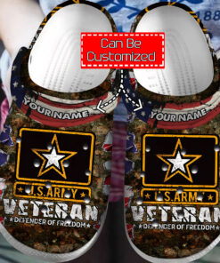 Us Army Veteran Defender Of Freedom Crocband Clog Personalized Veteran Crocss - livanniespoon Store