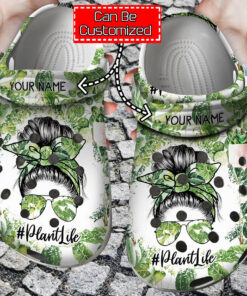 Personalized Plant Mom Messy Bun Crazy Plant Lady Crocss Clog Shoes Plant Crocss - livanniespoon Store