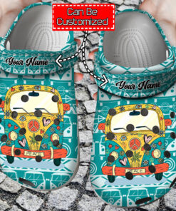 Hippie Van Personalized Crocss Clog Shoes Hippie Crocss - livanniespoon Store