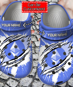 Personalized Eth Coin Ripped Through Crocss Clog Shoes Crypto Crocss - livanniespoon Store