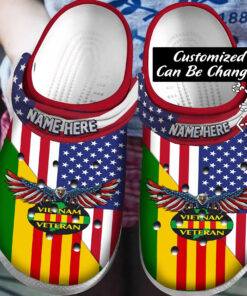 Vietnam Veteran Flag Personalized Veteran Crocss - livanniespoon Store