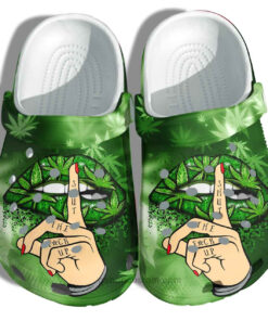 Weed Lip Smoke Croc Shoes Funny Lipstick Weed Shut Up Crocss Clogs - livanniespoon Store