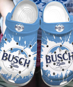 Busch Latte Brewed In Usa Blue Clogs Shoes - livanniespoon Store