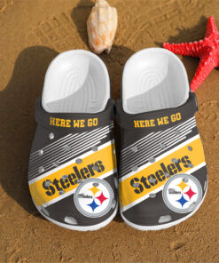 Pittsburgh Steelers Here We Go Custom Clog Shoes - livanniespoon Store