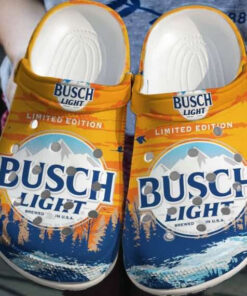 Yellow Busch Light Beer Crocss Crocband Clog Shoes - livanniespoon Store