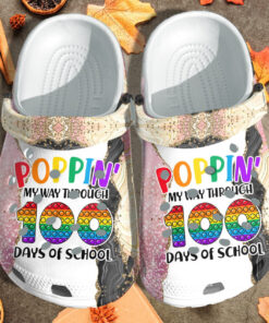 Popping My Way Through 100 Days Of School Shoes Crocss Crocbland Clog Gift - livanniespoon Store