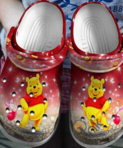 Red Winnie The Pooh Cartoon Movie Crocss Clog Shoes - livanniespoon Store
