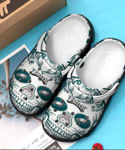 Philadelphia Eagles Skull Nfl Teams Gift For Fan Crocss Clog Shoescrocband Clogs - livanniespoon Store