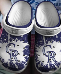 Hot Mlb Team Colorado Rockies White Blue Crocss Clog Shoesshoes - livanniespoon Store