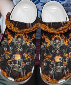 Riding Skeleton Skull Crocss Clog Shoesshoes Racing Men Ghost Skull Fire Shoes Crocbland Clog Gifts For Men Father Friends 2 - livanniespoon Store