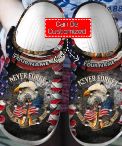 Personalized Veteran Crocss Never Forget Freedom Is For Free Flag Veteran Crocband Clog - livanniespoon Store