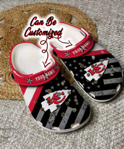 Football Crocss Personalized Kc Chiefs American Flag Clog Shoes - livanniespoon Store