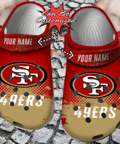 Football Crocss Personalized Sf 49Ers Half Tone Drip Flannel Clog Shoes - livanniespoon Store