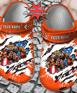 Football Crocss Personalized Cbengals Mascot Ripped Flag Clog Shoes - livanniespoon Store