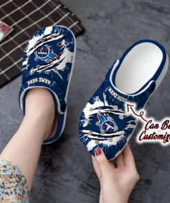 Titans Crocss Personalized Ttitans Football Ripped Claw Clog Shoes - livanniespoon Store