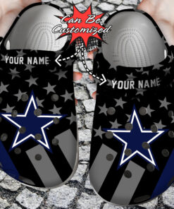 Football Crocss Personalized Dcowboys Star Flag Clog Shoes - livanniespoon Store
