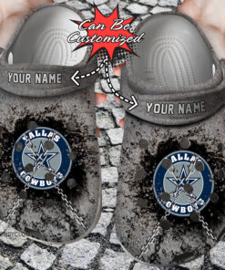 Football Crocss Dcowboys Personalized Chain Breaking Wall Clog Shoes - livanniespoon Store