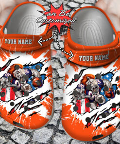 Football Crocss Personalized Dbroncos Mascot Ripped Flag Clog Shoes - livanniespoon Store