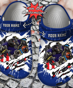 Football Crocss Personalized Bravens Mascot Ripped Flag Clog Shoes - livanniespoon Store