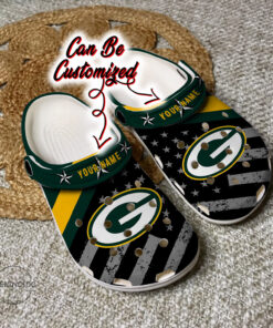 Football Crocss Personalized Gpackers American Flag Clog Shoes - livanniespoon Store