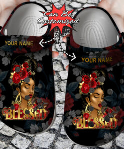 Custom Crocss Personalized Black Woman Just Blessed Clog Shoes - livanniespoon Store