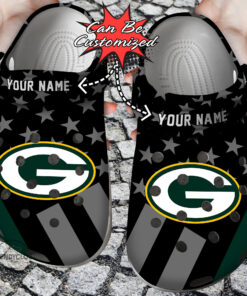 Football Crocss Personalized Gpackers Star Flag Clog Shoes - livanniespoon Store