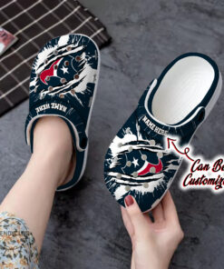Texans Crocss Personalized Htexans Football Ripped Claw Clog Shoes - livanniespoon Store