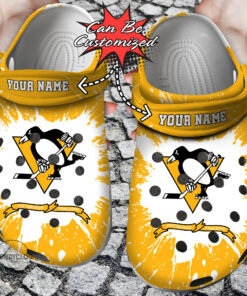 Hockey Crocss Personalized Ppenguins Team Clog Shoes - livanniespoon Store