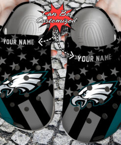 Football Crocss Personalized Peagles Star Flag Clog Shoes - livanniespoon Store