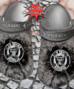 Football Crocss Lv Raiders Personalized Chain Breaking Wall Clog Shoes - livanniespoon Store
