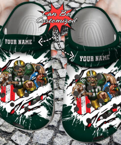 Football Crocss Personalized Gpackers Mascot Ripped Flag Clog Shoes - livanniespoon Store