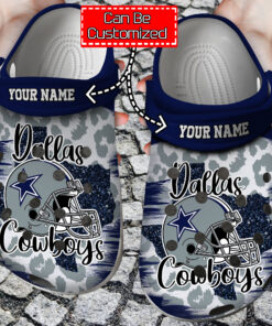 Personalized Name Logo Team Football Cheetah Texas Crocss Clog Shoes - livanniespoon Store