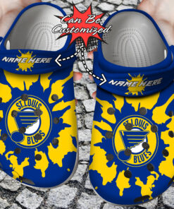 Hockey Crocss Personalized Stlouis Blues Color Splash Clog Shoes - livanniespoon Store