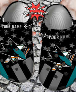Hockey Crocss Personalized Sj Sharks Star Flag Clog Shoes - livanniespoon Store
