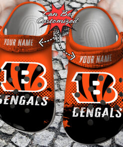 Football Crocss Personalized Cbengals Half Tone Drip Flannel Clog Shoes - livanniespoon Store