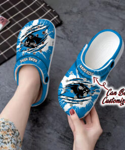 Panthers Crocss Personalized Cpanthers Football Ripped Claw Clog Shoes - livanniespoon Store