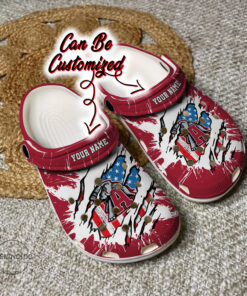 Sport Crocss Personalized Acrimson Tide University Ripped American Flag Clog Shoes - livanniespoon Store