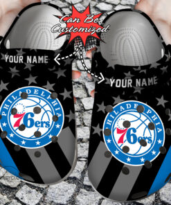 Basketball Crocss Personalized P76Ers Star Flag Clog Shoes - livanniespoon Store