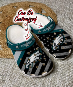 Football Crocss Personalized Peagles American Flag Clog Shoes - livanniespoon Store