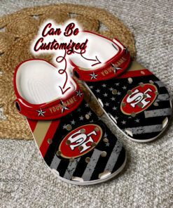 Football Crocss Personalized Sf 49Ers American Flag Clog Shoes - livanniespoon Store