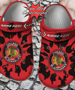 Hockey Crocss Personalized Cblackhawks Color Splash Clog Shoes - livanniespoon Store