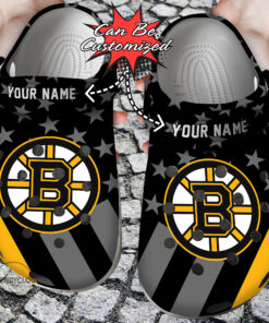 Hockey Crocss Personalized Bbruins Star Flag Clog Shoes - livanniespoon Store