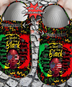 Custom Crocss Personalized Juneteenth Black Girl American Clog Shoes - livanniespoon Store
