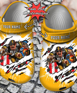 Football Crocss Personalized Psteelers Mascot Ripped Flag Clog Shoes - livanniespoon Store