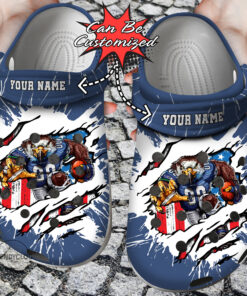 Football Crocss Personalized Sseahawks Mascot Ripped Flag Clog Shoes - livanniespoon Store