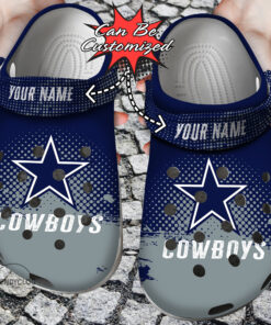 Football Crocss Personalized Dcowboys Half Tone Drip Flannel Clog Shoes - livanniespoon Store